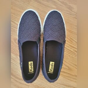 Keds Women's Black Double Decker Crochet Slipon